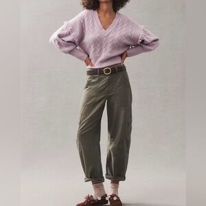 NWT Pilcro By Anthropologie V-Neck Drop Shoulder Cable Sweater SZ S